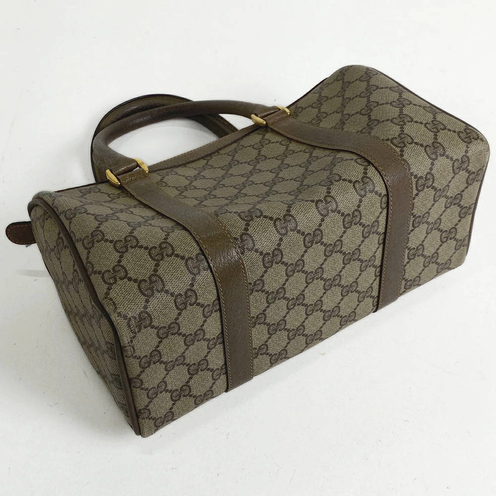 Gucci Sherry GG Web Handbag Brown Canvas Boston